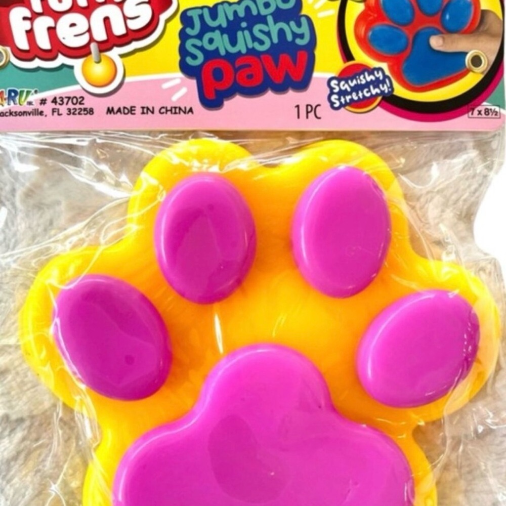 Viral TikTok Fury Frens Squishy Paw Toy - Yellow & Pink - Brand New